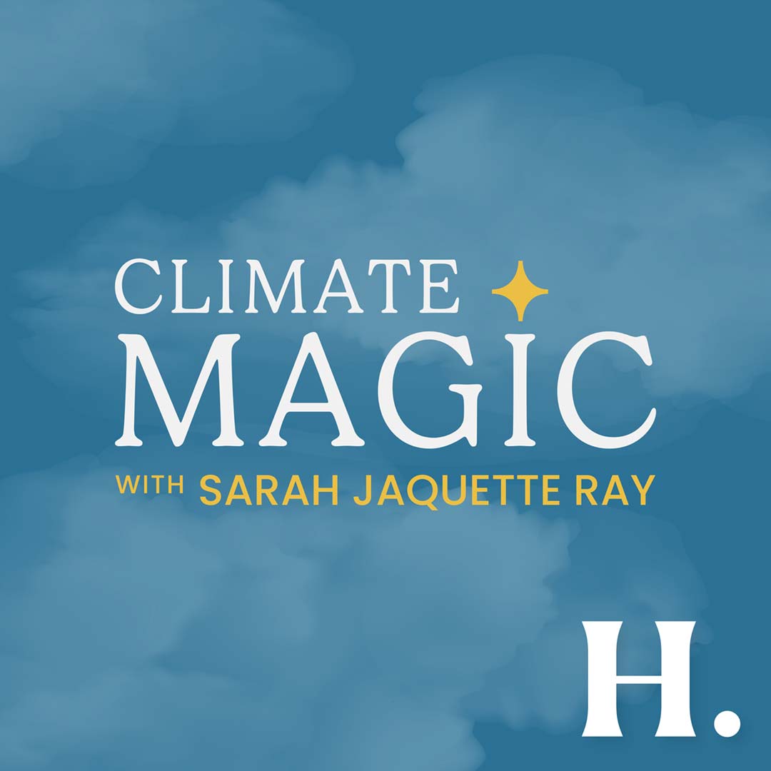 Climate magic podcast logo, features a magic wand in place of the letter "i."
