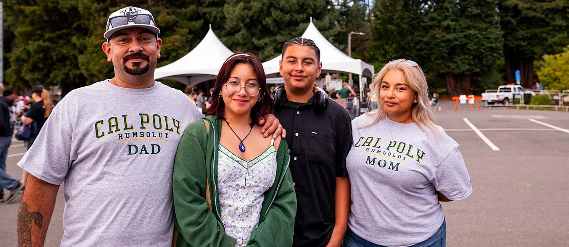 Family with Cal Poly Humboldt shirts