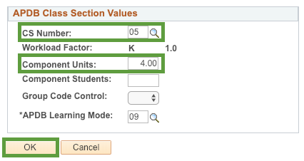 APDB class section window