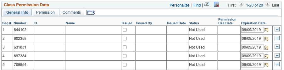 Class Permission Data