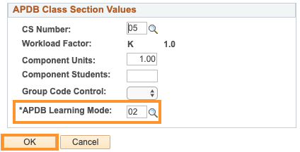 APDB Class section Values