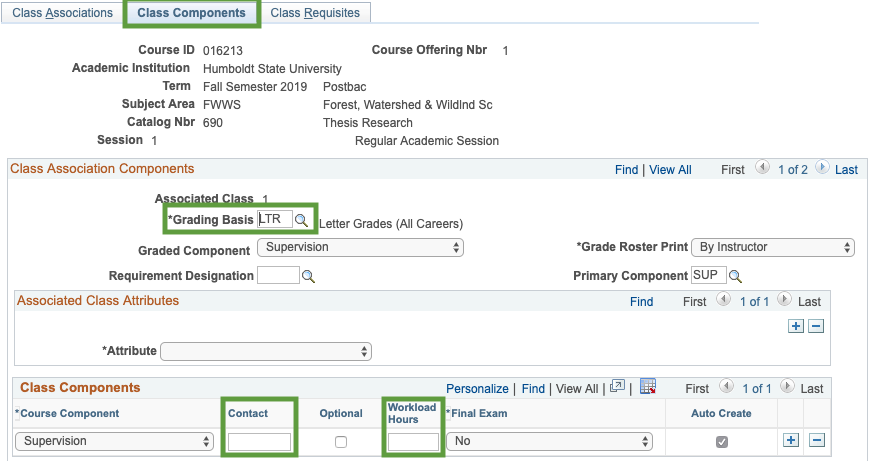 Class components tab