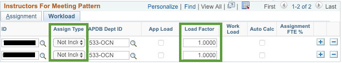 Workload tab with load factor highlighted