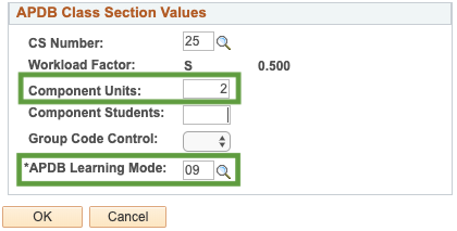 APDB Class section Values