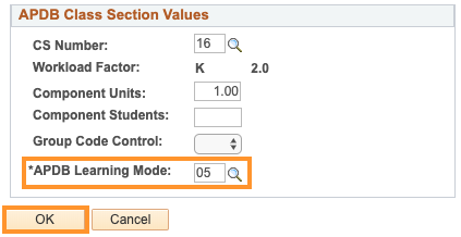 APDB Class section Values