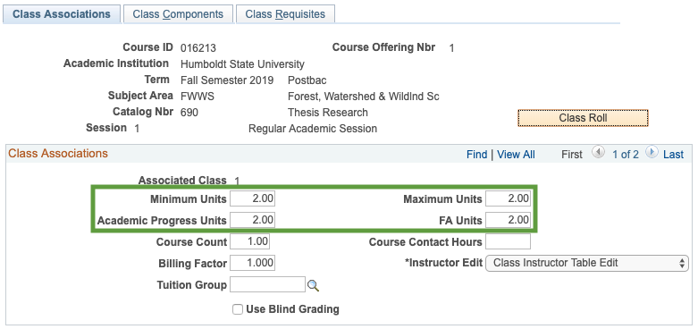 Class Associations Tab