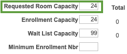 Requested Room Capacity 