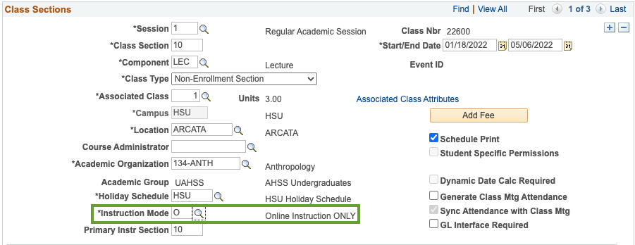 Class Section