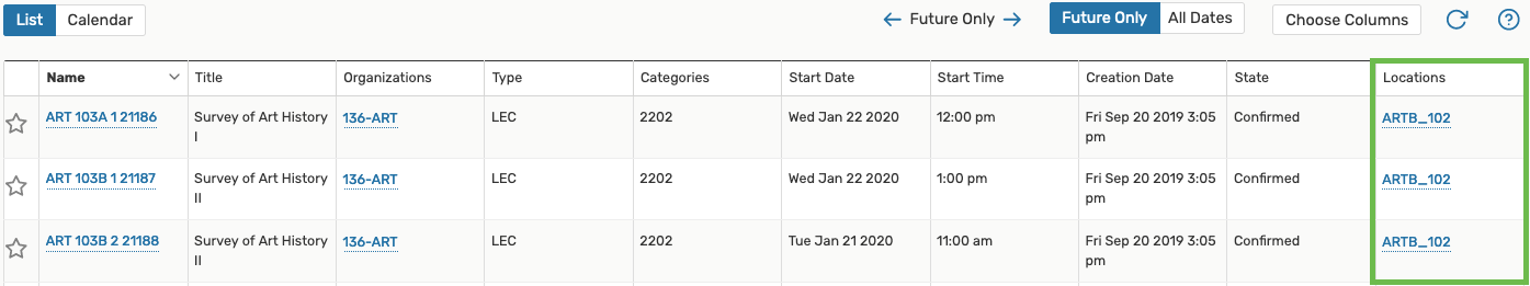 Calendar setup