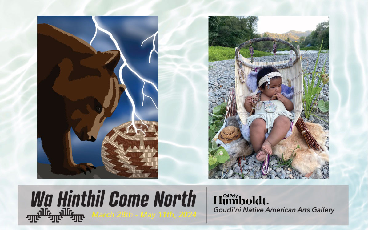  grizzly bear with lightning and basketry, a photo of a native baby in a baby basket