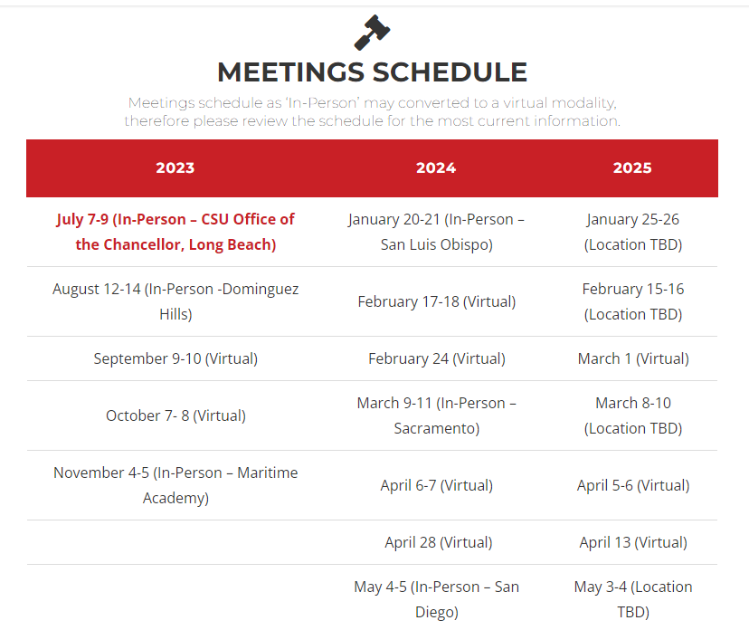 Meeting Schedule