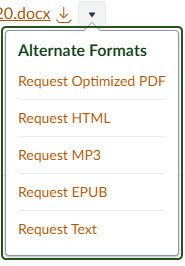 Alternate Format menu options