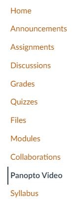 Panopto Video button highlighted