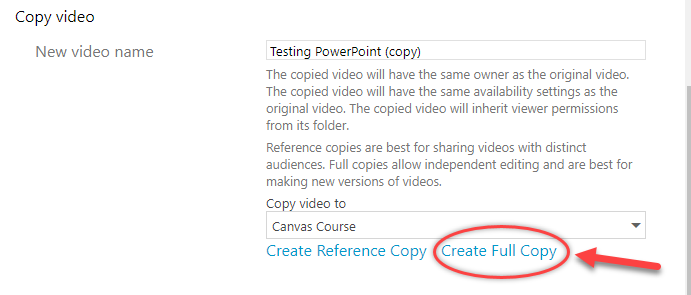 Create full copy button highlighted