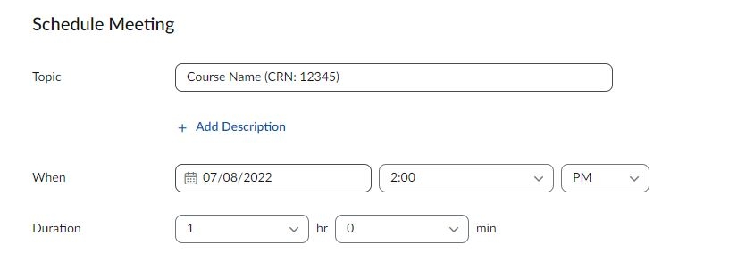 setting for scheduling a meeting