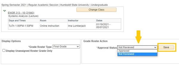 Approval status dropdown highlighted