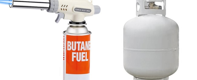 Butane torch and propane tank