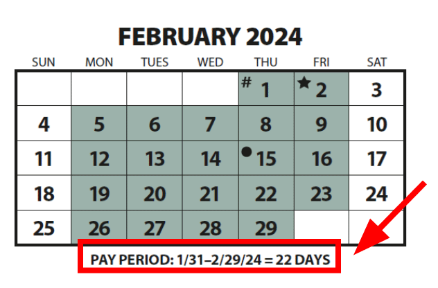 February 2024 Payroll calendar