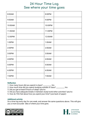 24 hour Time Log