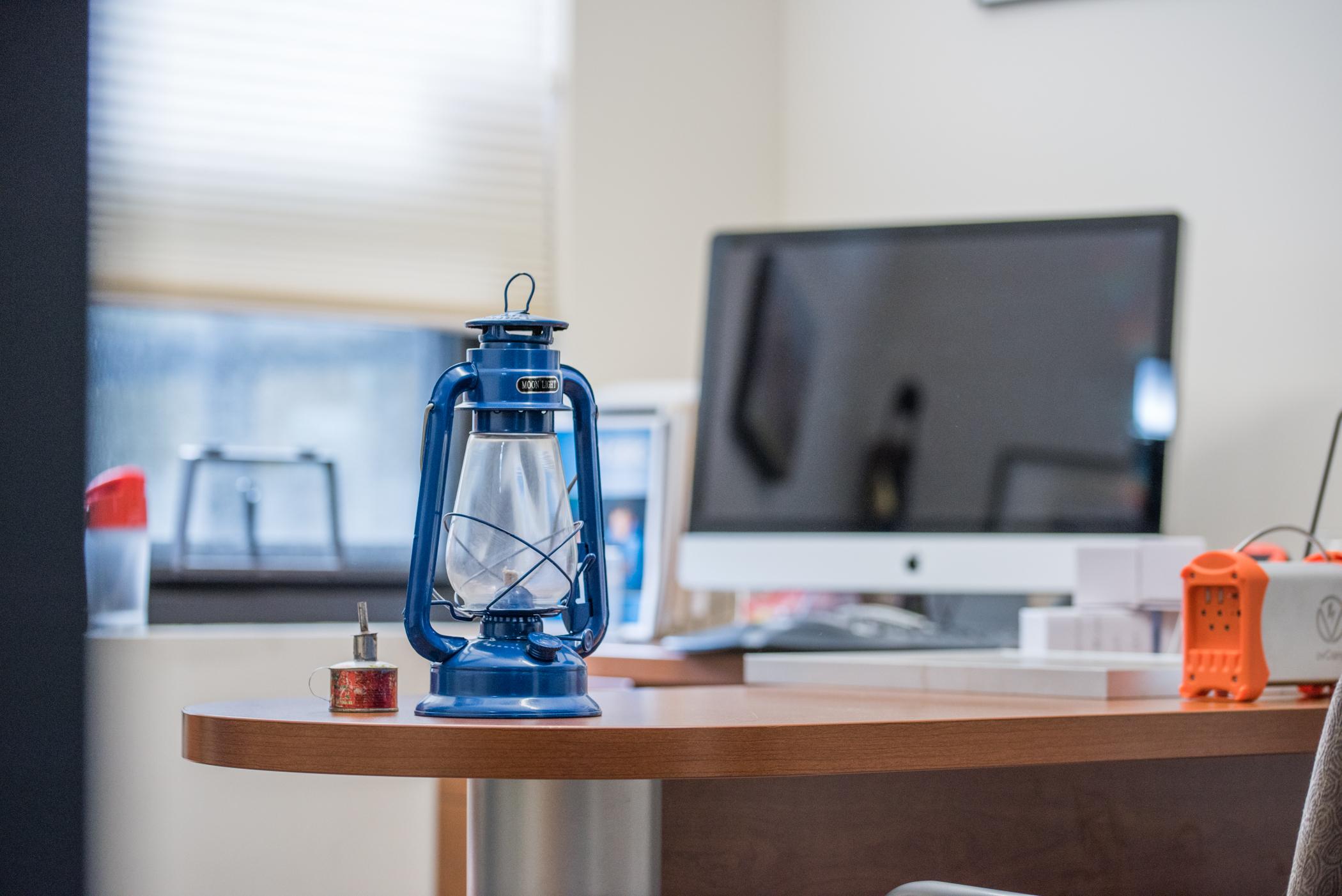 Desk with lamp