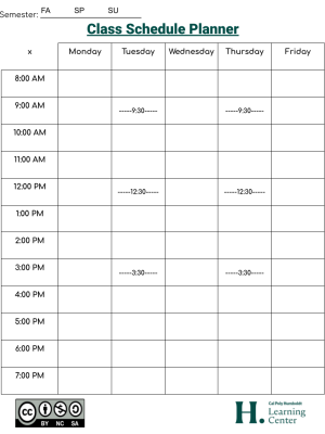 Weekly Class Planner