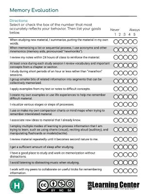 Memory Evaluation