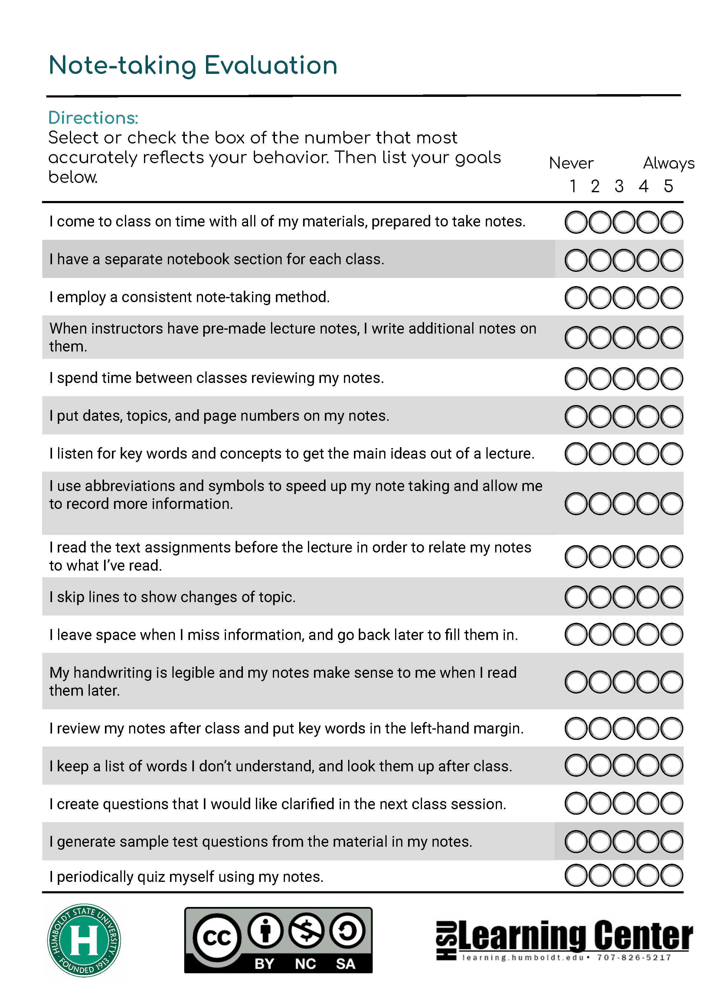 note-taking Evaluation