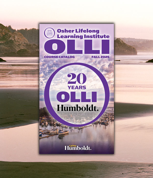 Cover of Fall 2025 OLLI Course Catalog with 20th anniversary logo