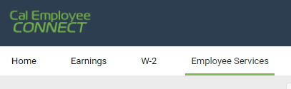 Image of Cal Employee Connect Tabs with Employee Services Highlighted