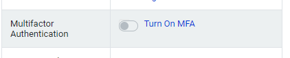Image of toggle in settings of Multifactor Authentication
