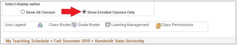  “Show Enrolled Classes Only” 