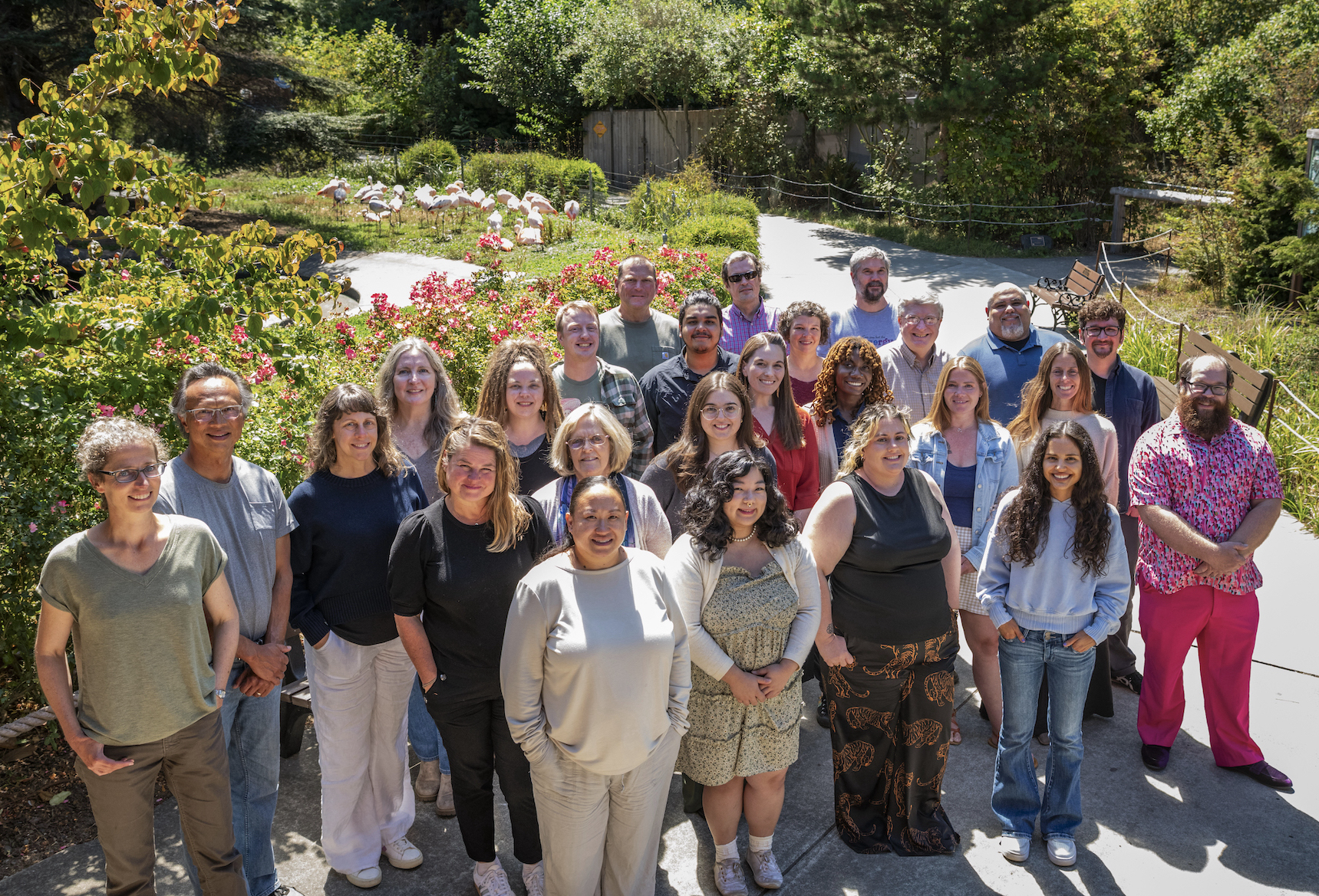 Office of Research & Sponsored Programs staff take group photo at Sequoia Park Zoo.