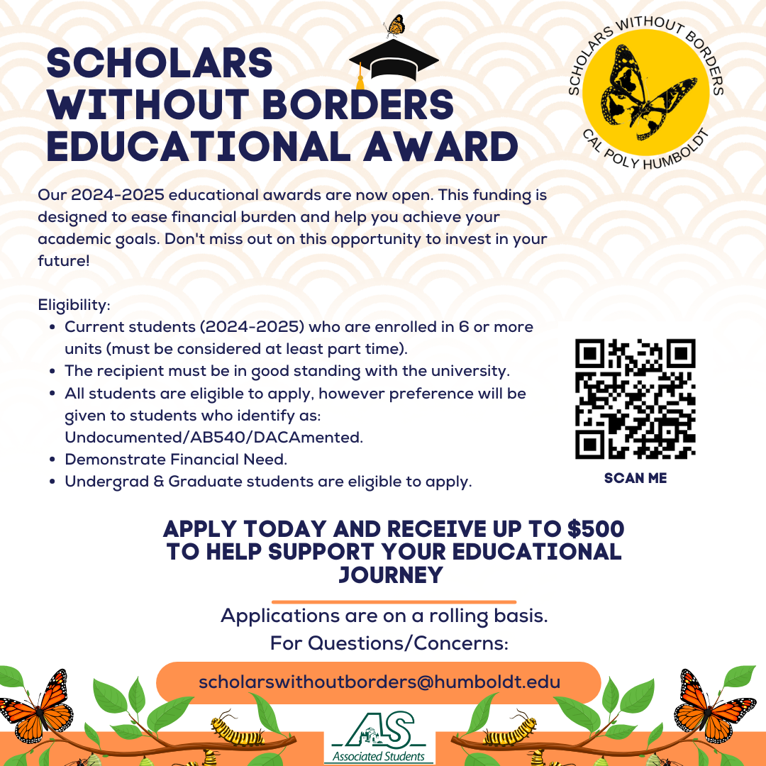 Scholars Without Borders Educational Award, followed by a QR code