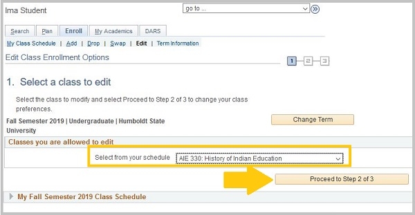 selection from your schedule