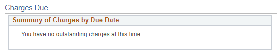 Image of the Charges due screen, with no charges due at this time