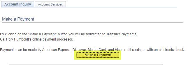 Make a payment screen with Make a payment highlighted