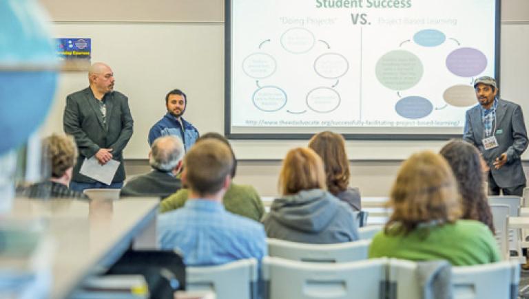 Man giving PowerPoint presentation 