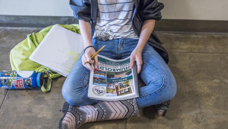 student in hallway