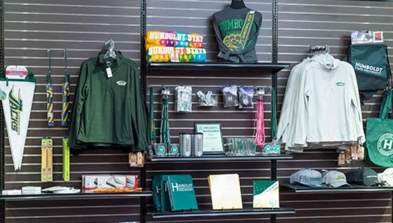 Cal Poly Humboldt items at the campus bookstore