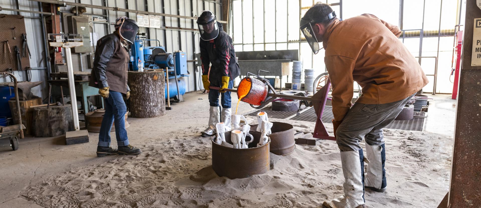 student pouring 