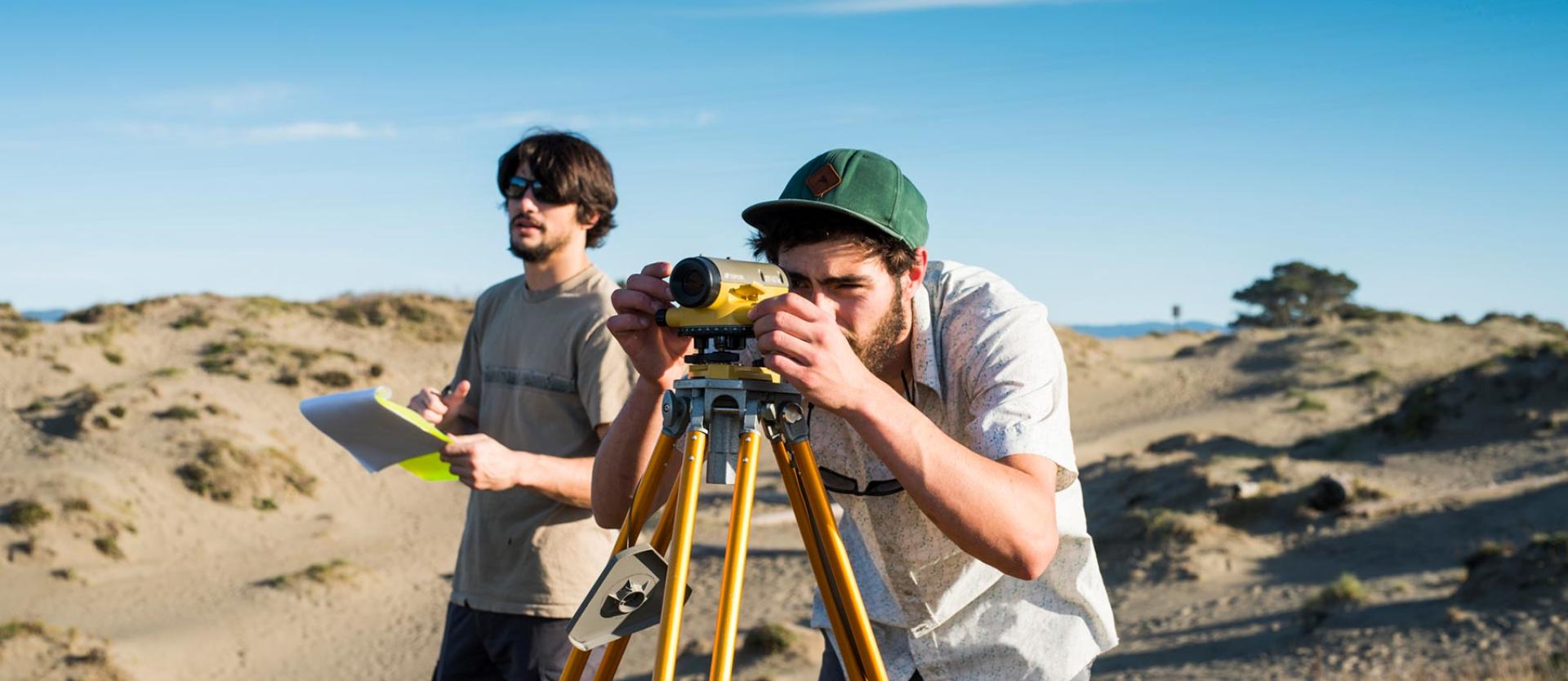 Students on the coast surveying