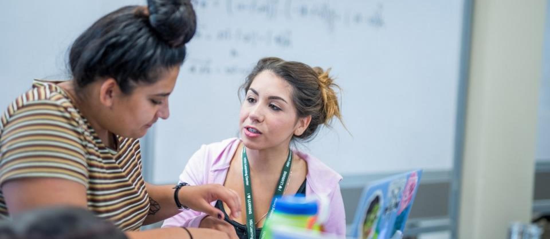 Students working in learning center