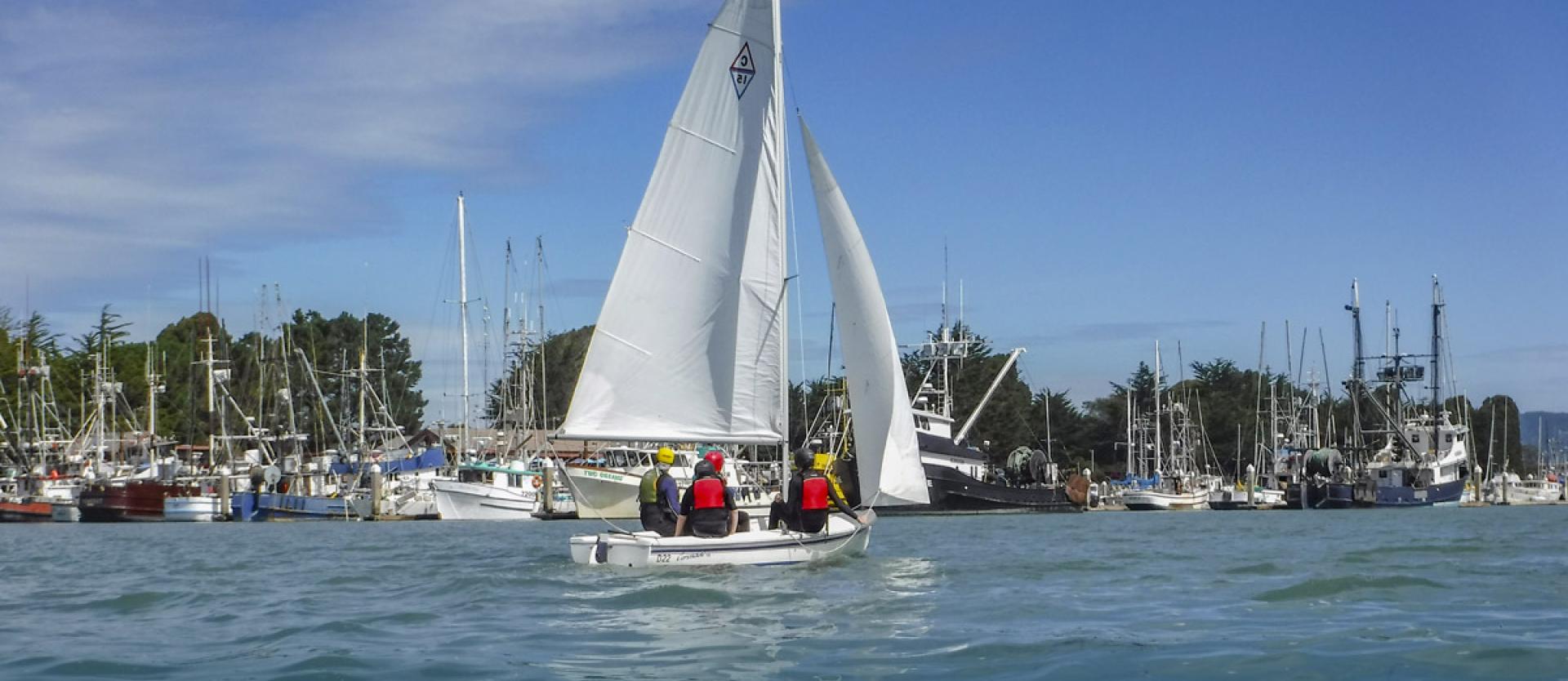 sailboat with students on water