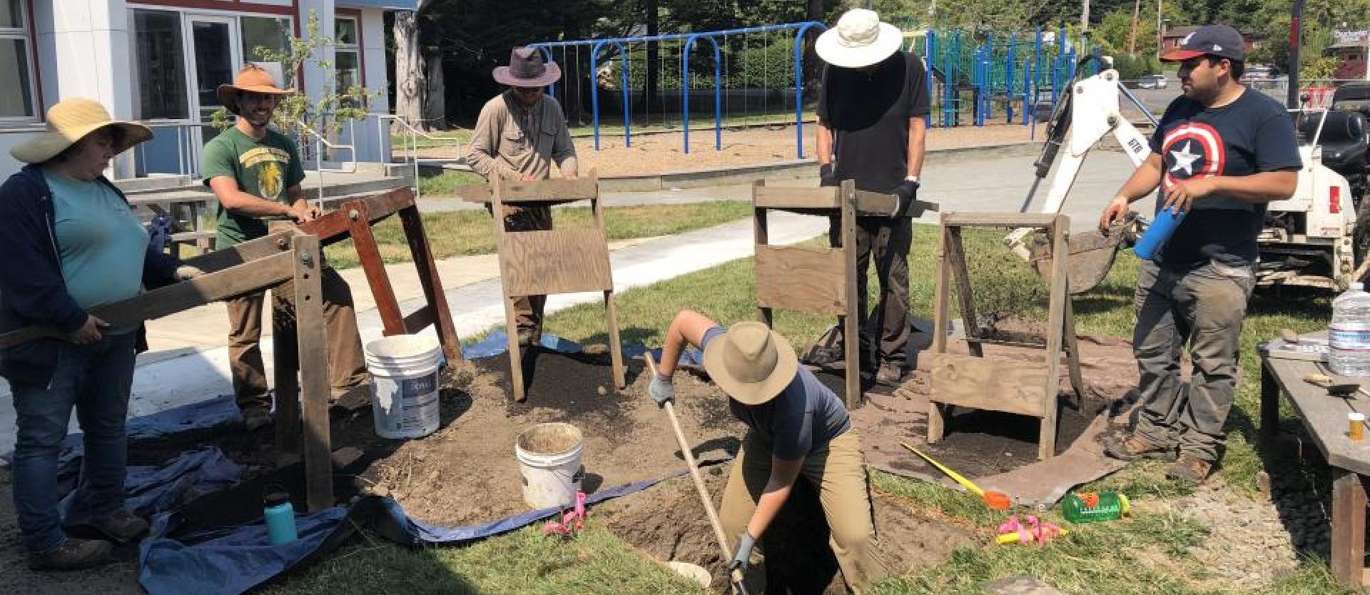 Student working on a dig site