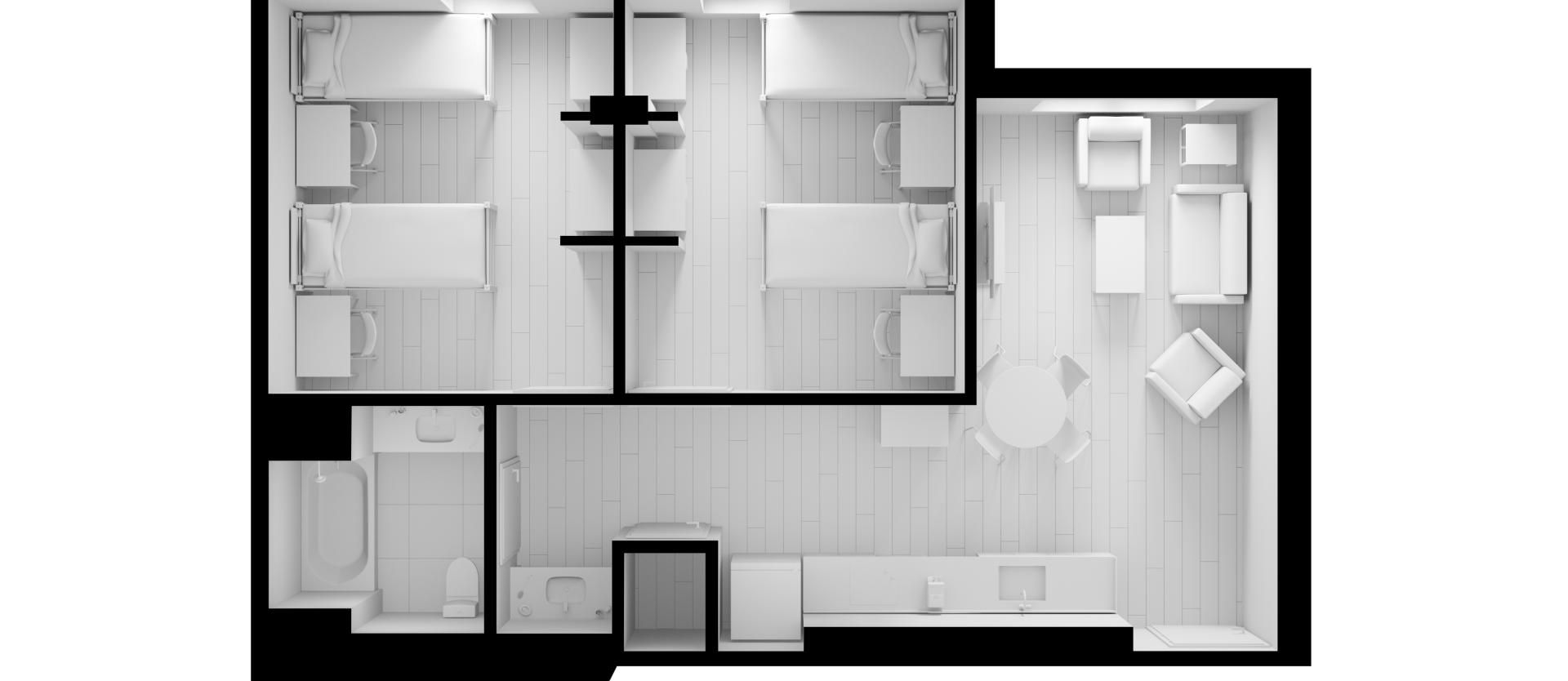 Two Bedrooms, One Bathroom