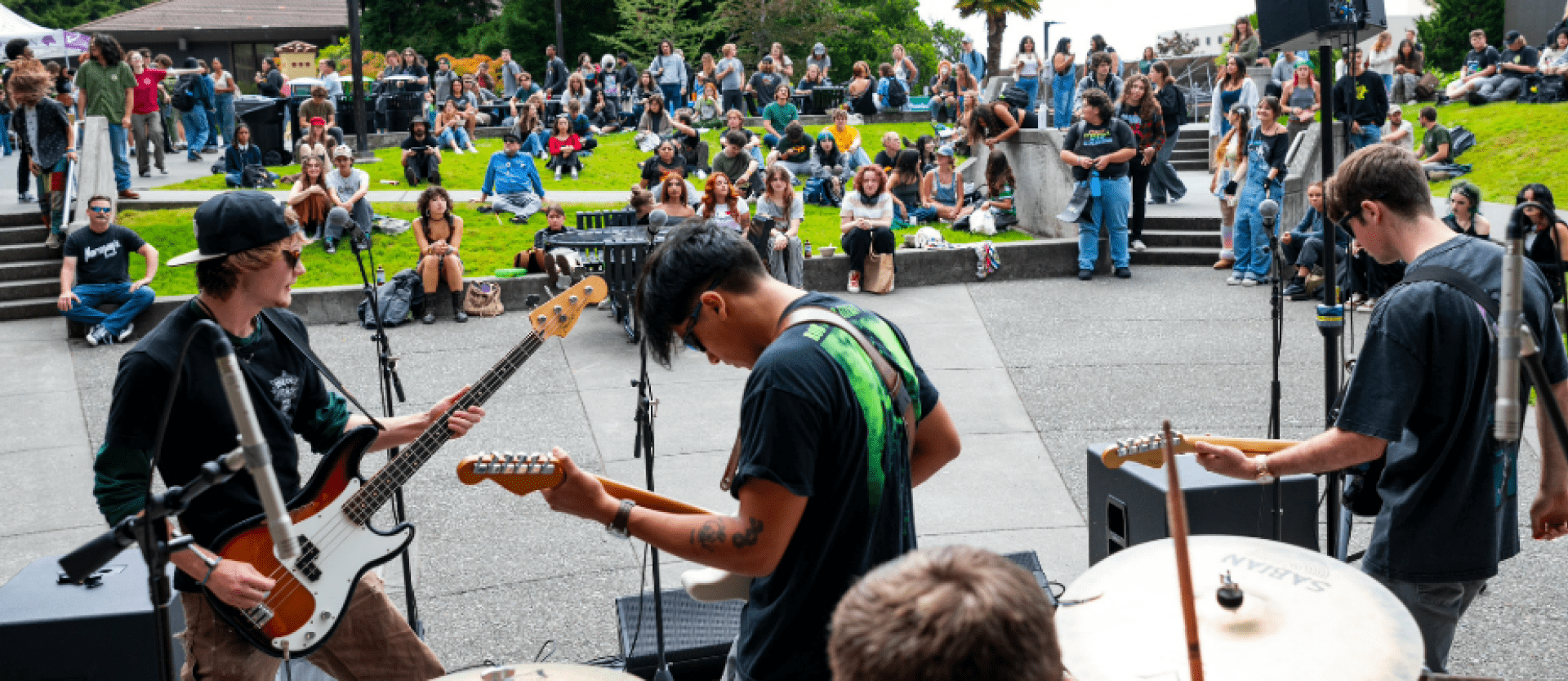 Local band The Critics performing on the University Quad