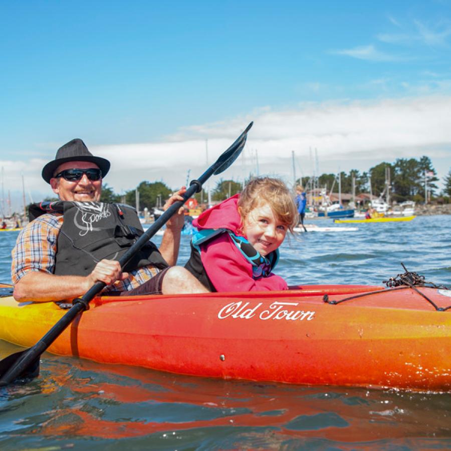 Family in kayak