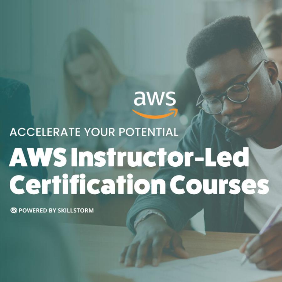 AWS logo - Accelerate your potential. AWS Instructor-Led Certification Courses powered by SkillStorm