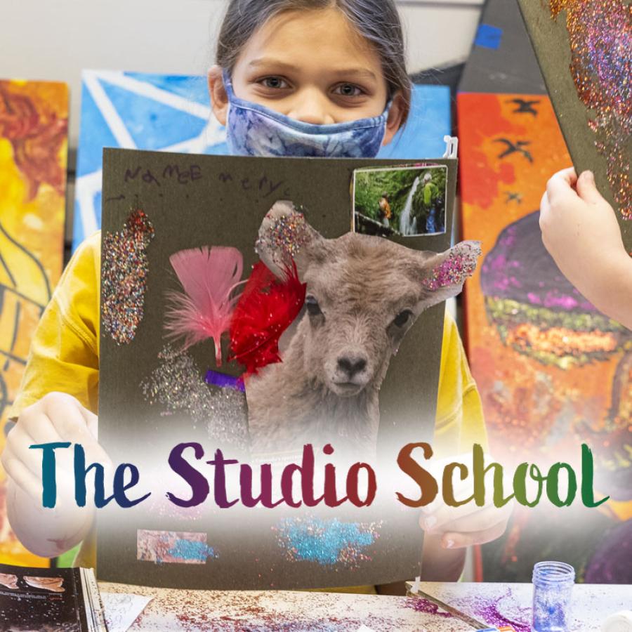 The Studio School - Three girls working on art projects