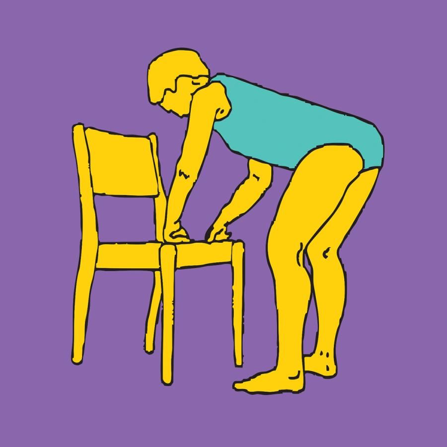 Drawing of woman doing a procedure with a chair Drawing of woman doing a procedure with a chair